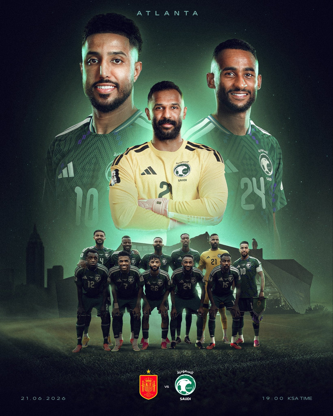 Another challenge for the Green Falcons 🇸🇦  Good luck 💚