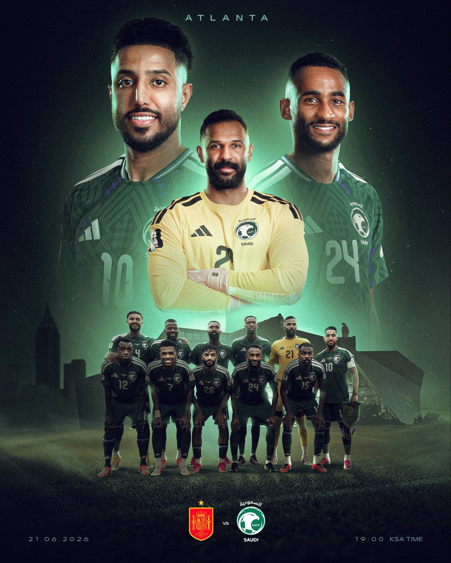 Another challenge for the Green Falcons 🇸🇦  Good luck 💚